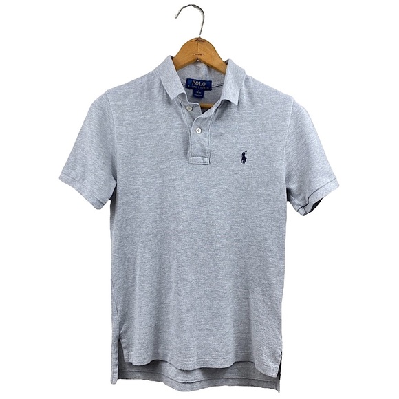 POLO Ralph Lauren Classic Cotton Mesh Polo Shirt Pony SS Heather Grey M 10-12 - Picture 9 of 15